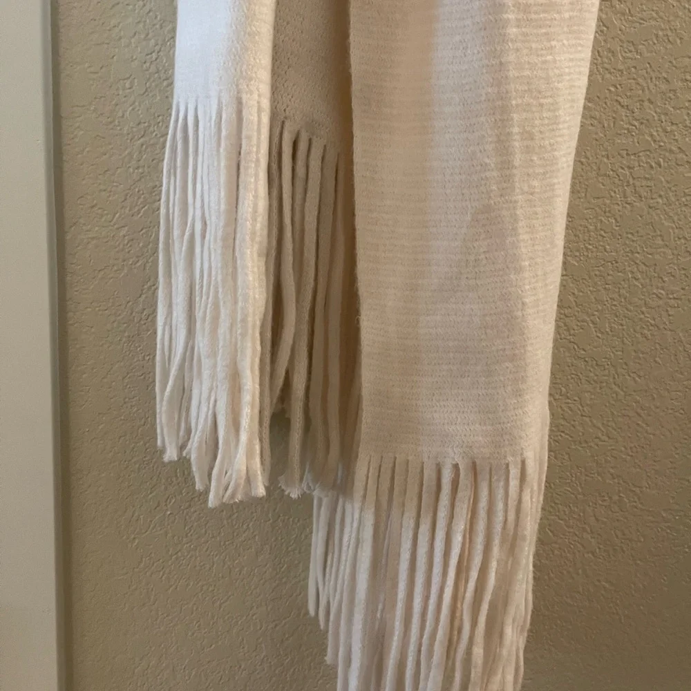 Anthropologie Cream Fringe Scarf